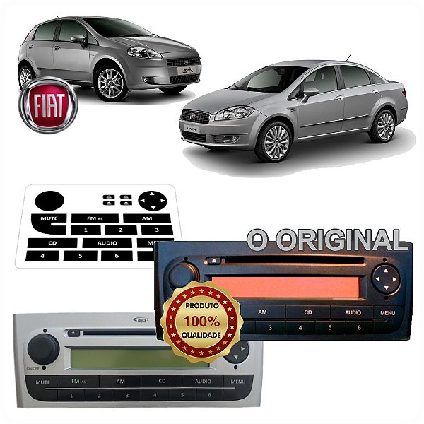 Kit adesivos -  Botões do Rádio do Fiat Punto ou Linea descascados