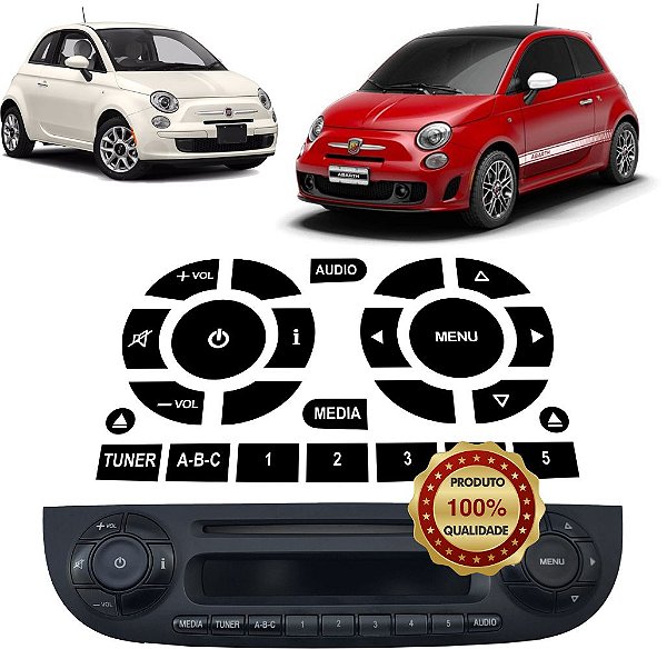 Kit Adesivos - Botões do Rádio do Fiat 500 descascados