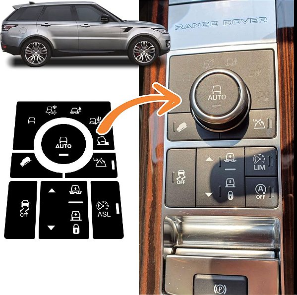 Kit Adesivos - Range Rover / Land Rover | Recuperação dos botões do Joystick Seletor de Tração