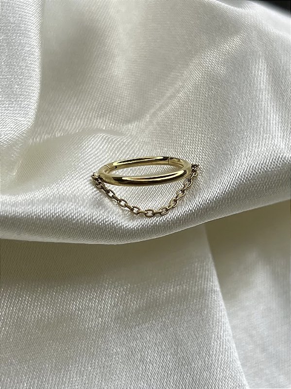 Argola Segmento com corrente PVD Gold