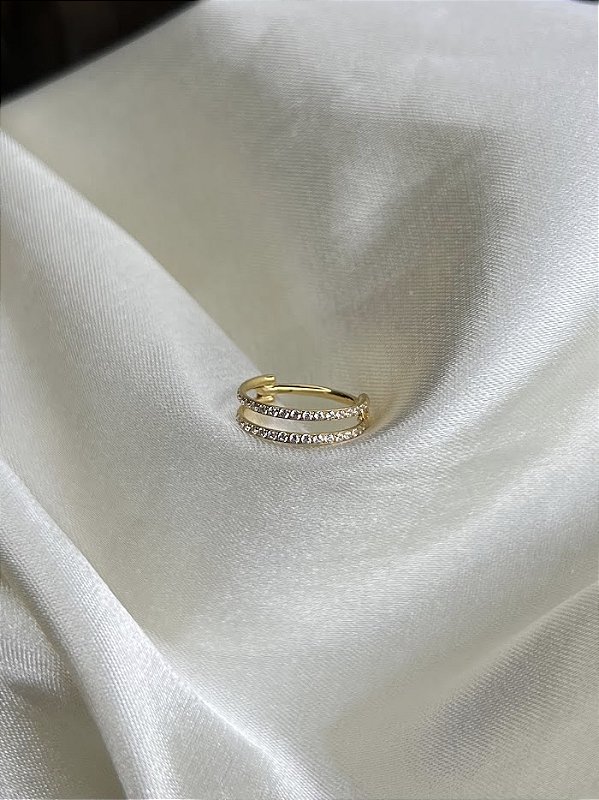 Segmento articulado zircônia cravejadas duplo espaçado- PVD Gold - Titânio