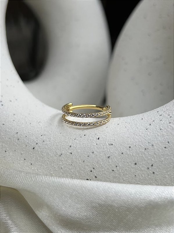 Segmento articulado zircônia cravejadas duplo espaçado- PVD Gold - Titânio