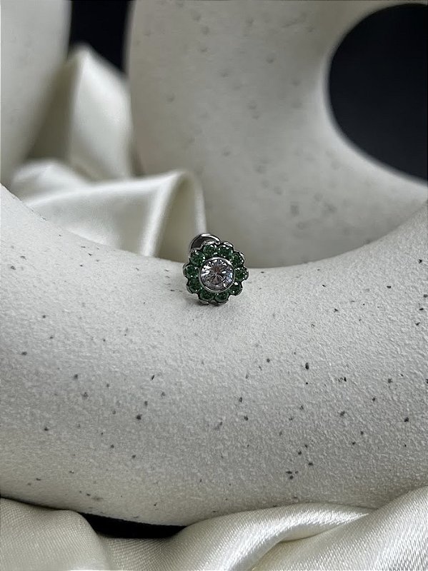 Labret flor zircônias VERDE