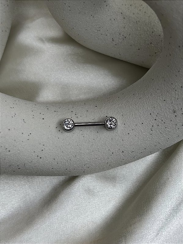 Piercing Mamilo em Titânio com Zircônia - 1.6mm/12/5mm