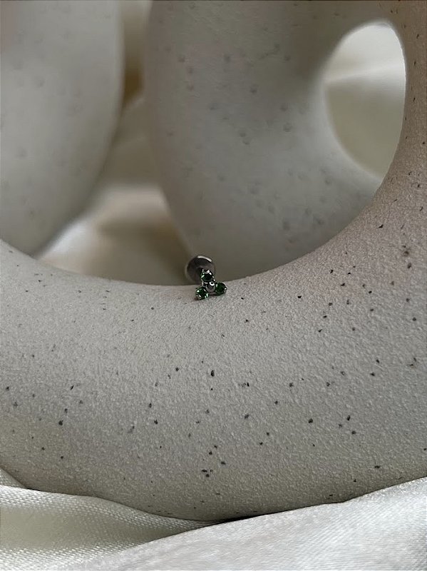 Labret MINI Trinity Verde com Zircônias-Titânio
