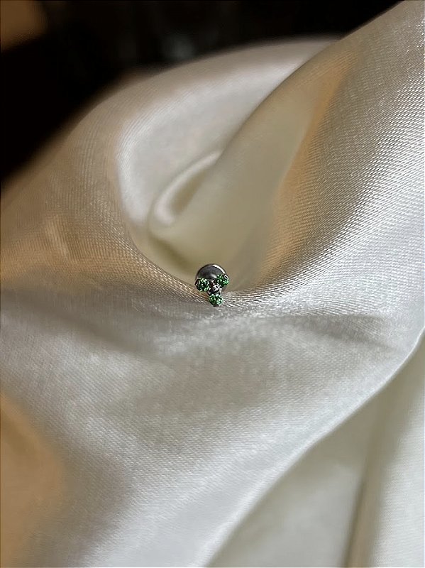 Labret MINI Trinity Verde com Zircônias-Titânio