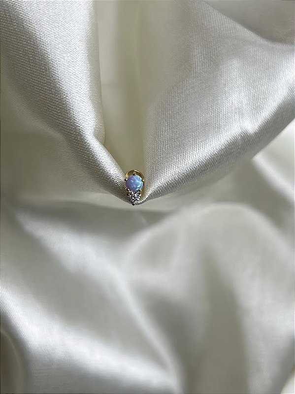 Labret zircônia e  opala PVD Gold- Titânio