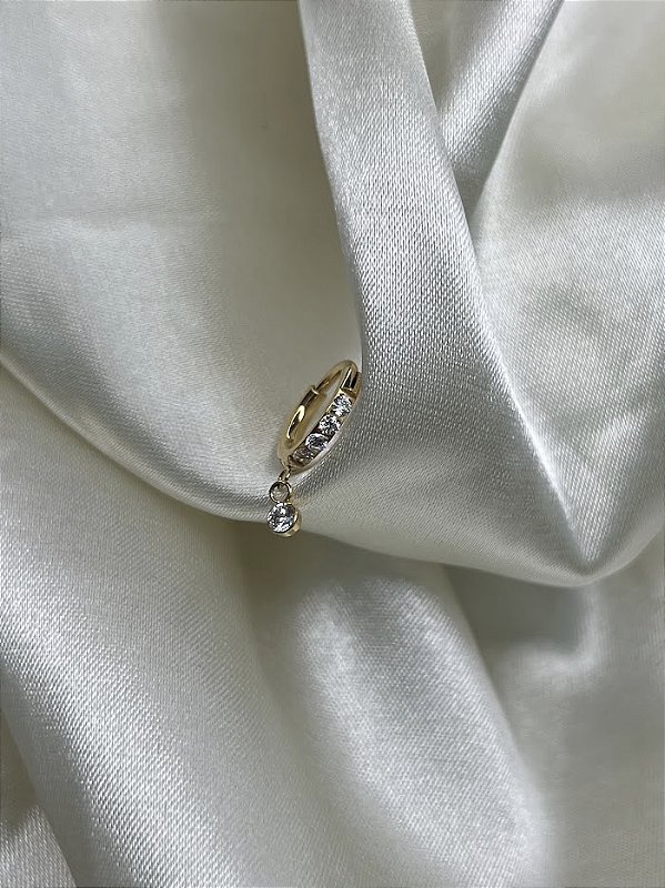 Argola com zircônia com pingente - Titânio gold