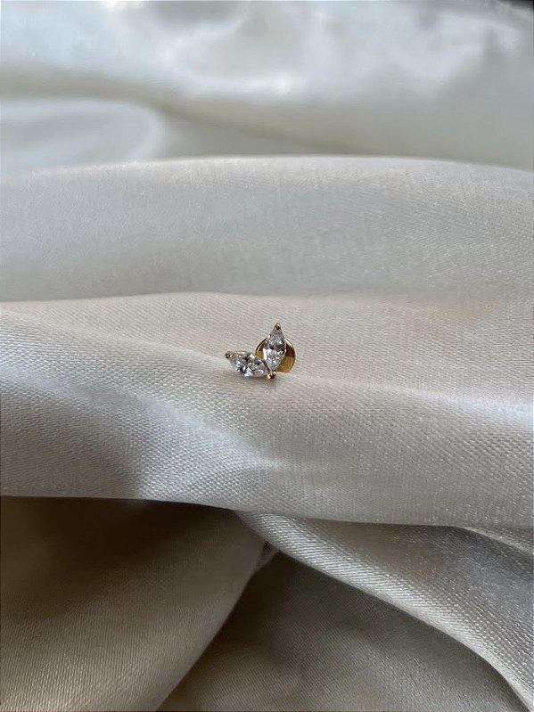 Piercing mini ramo zircônia - PVD Gold Titânio