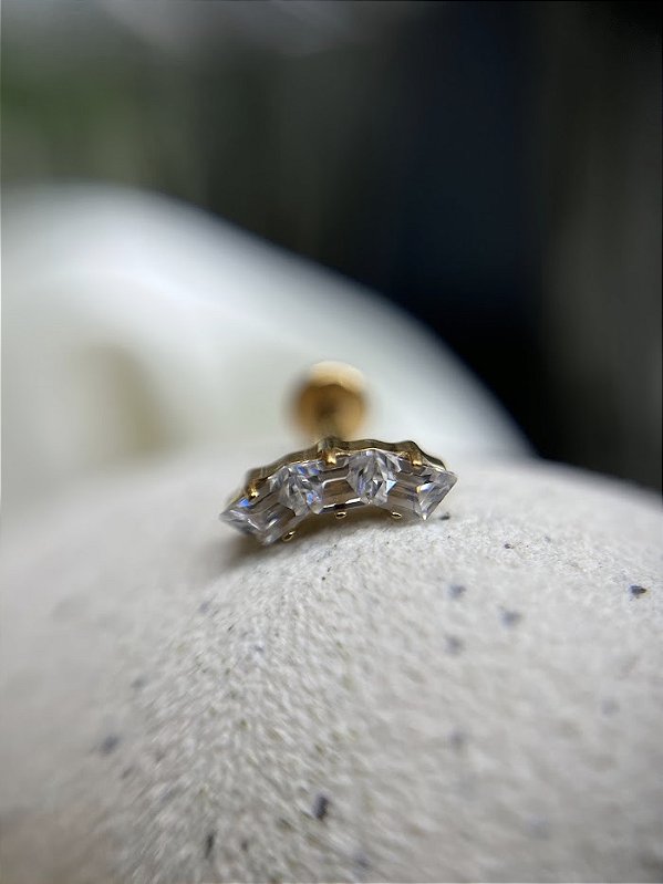 Cluster zircônia trapézio -Titânio Gold