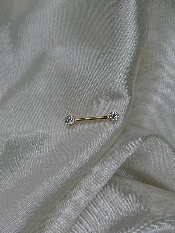 Piercing Mamilo com Zircônia - Titânio gold