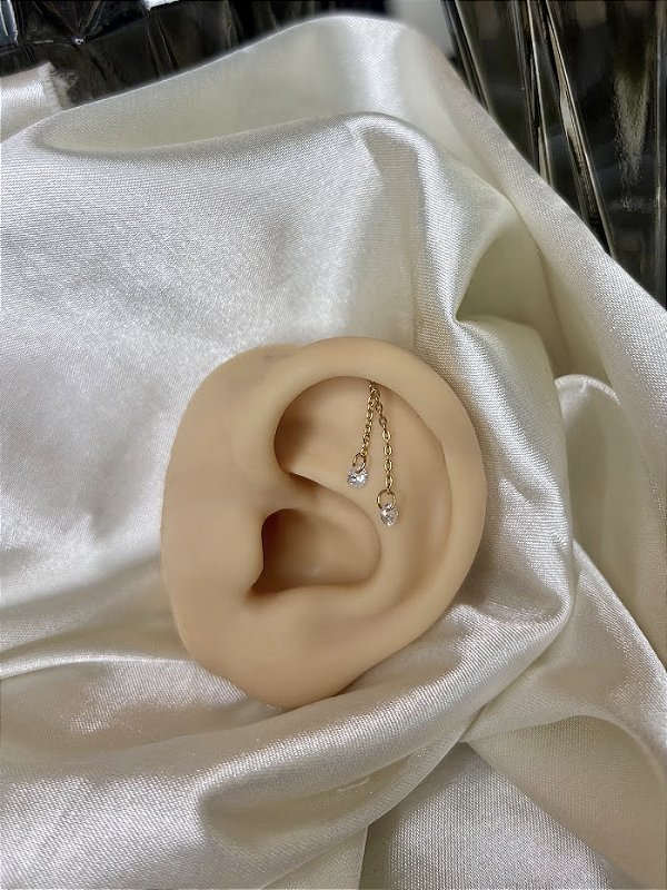 Topo corrente dupla c/ ponto de luz  - Titânio Gold