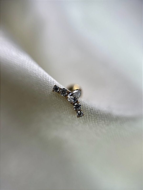 Labret cluster mini navete PVD gold - Titânio