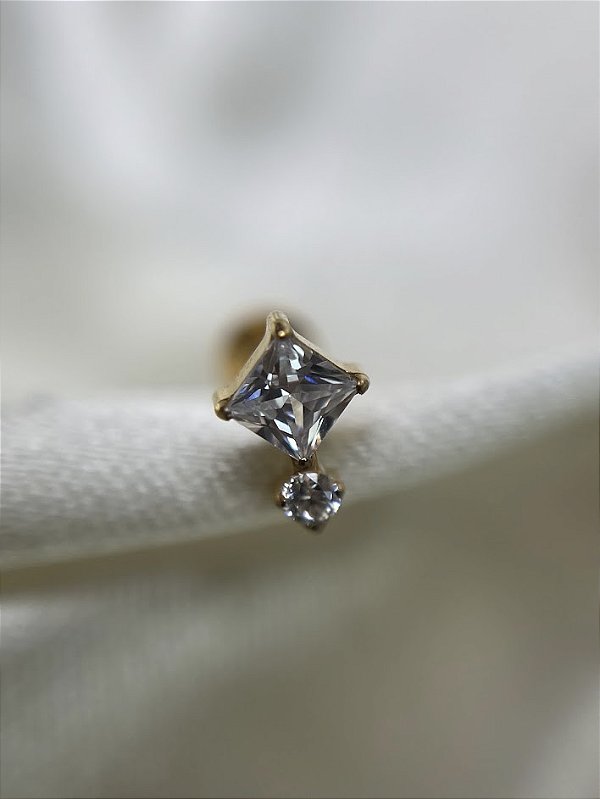 Labret quadrado novo - Titânio gold