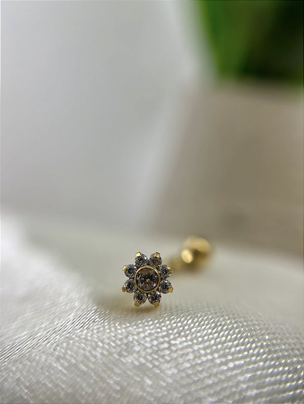 Barbel curvo flor PVD gold - Titânio