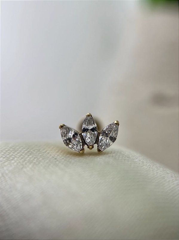 Labret 3 navetes - Titânio gold