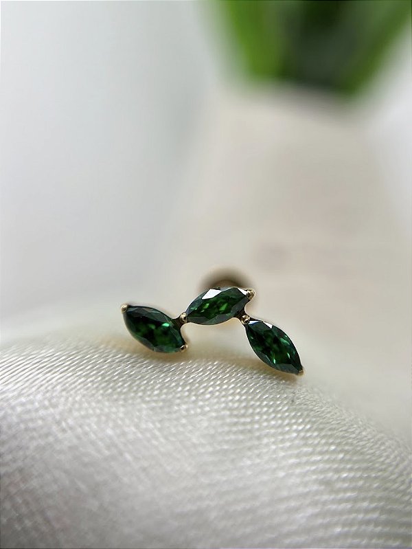 Labret cluster 3 navetes VERDE - Titânio