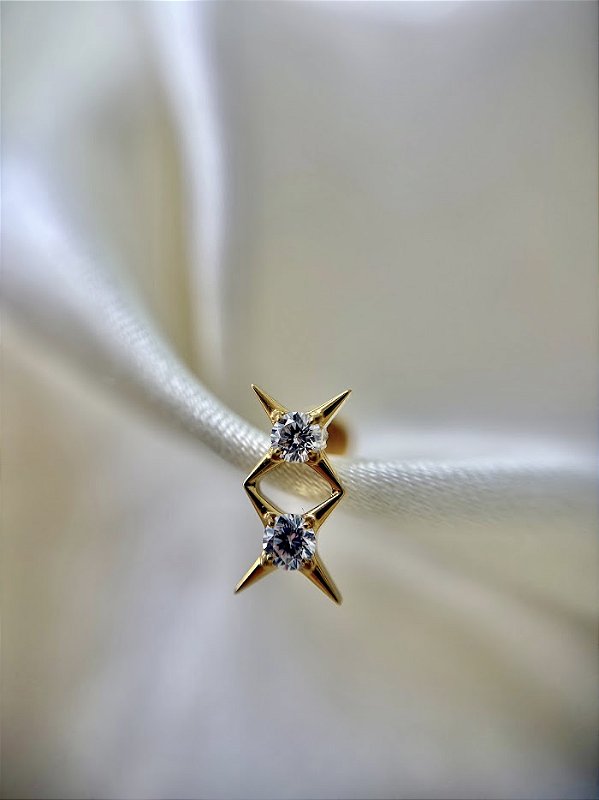 Labret ponto de luz duplo - Titânio gold