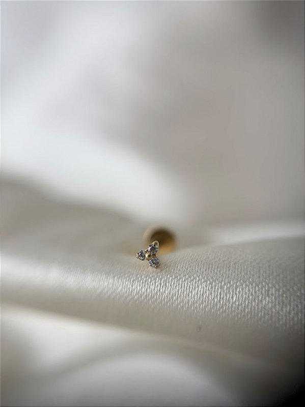 Labret MINITrinity com Zircônias - PVD Gold