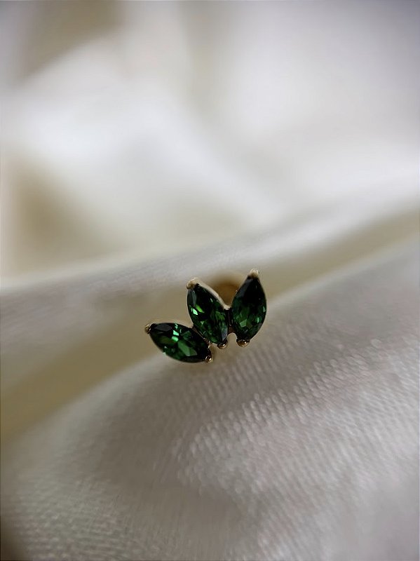 Labret 3 navetes  VERDE- Titânio gold