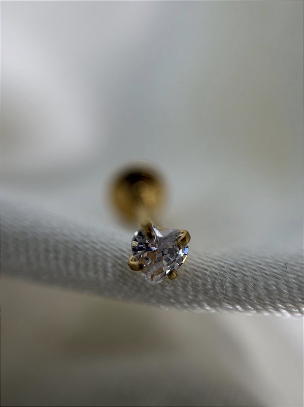 Labret zirconia coração PVD Gold -Titânio