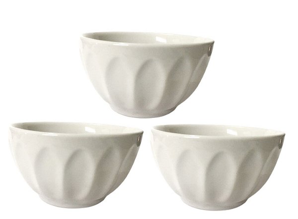 Jogo Tigela Bowl Cerâmica Canelada Off White 500ml 3pç - São Francisco