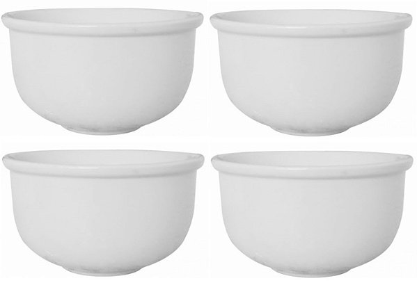 Jogo Tigela Cumbuca Bowl Porcelana Branca 470ml 4 Unidades