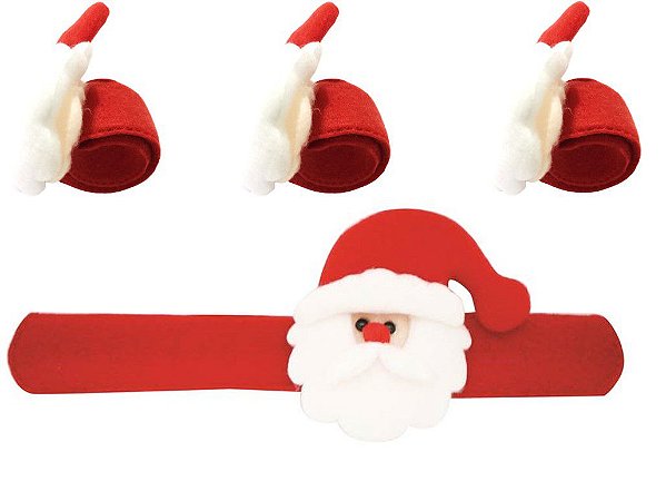 Jogo Porta Guardanapo Decorado Natal Papai Noel Anel Abre e Fecha 4 Peças - Magizi