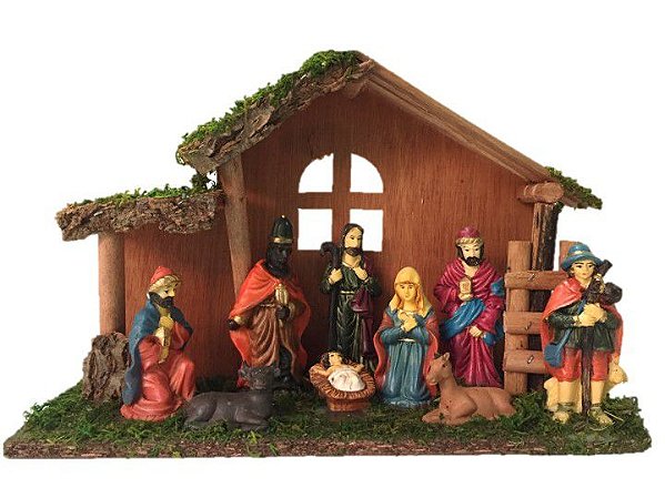 Presépio Resina Premium Manjedoura 30cm 9 Figuras - Master Christmas