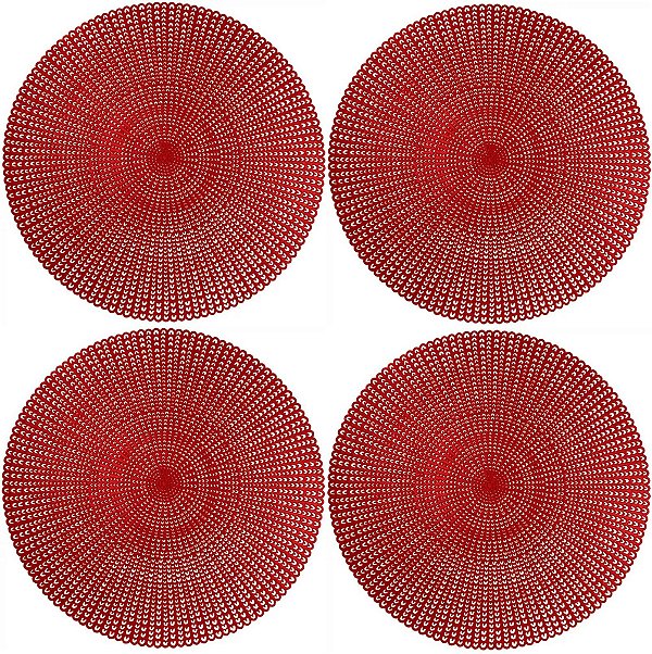Jogo Americano Macramê Vermelho Premium PVC 40cm 4 Unidades - Master Christmas