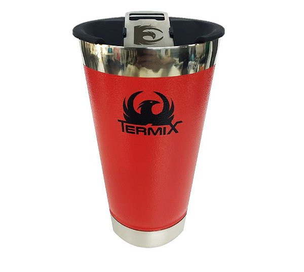 Copo Térmico Isolamento a Vácuo Com Tampa e Abridor 473ml Vermelho - Termix