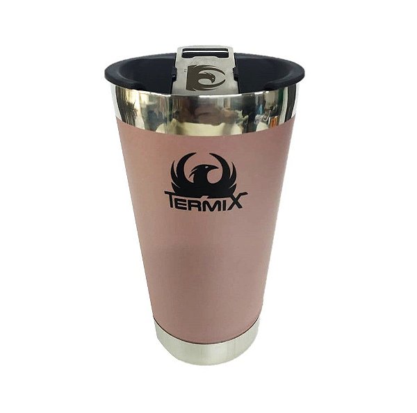 Copo Térmico Isolamento a Vácuo Com Tampa e Abridor 473ml Rosê - Termix