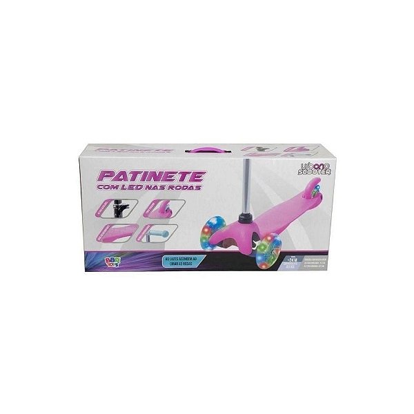 Patinete 3  Rodas com Led Fem -BBR Toys