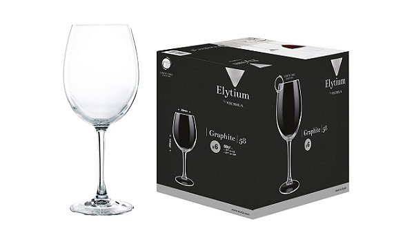 Conjunto Taça Elytium Graphite Vinho 580ml Vidro 6 Unidades - Vicrila