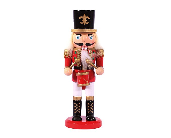 Soldado Quebra Nozes Músico 20cm Decorado Madeira - Magizi
