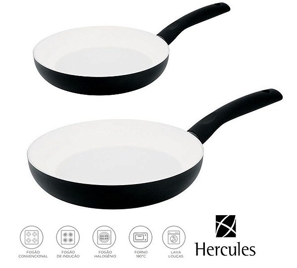 Jogo Frigideira Revestimento Cerâmica Fundo Soft Touch 18 e 24cm - Hercules