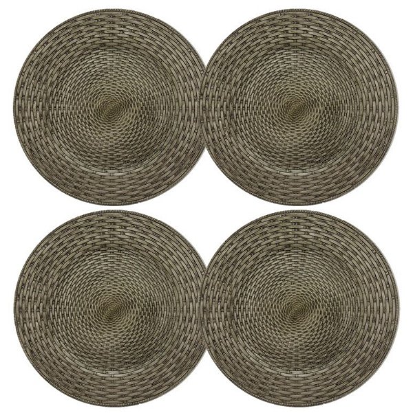 Jogo Sousplat Estilo Rattan Chumbo Premium 4 Peças - Mimo Style