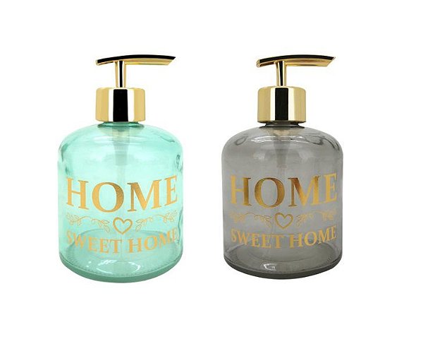 Jogo Porta Sabonete Líquido Sweet Home Vidro 350ml Gold 2 Un