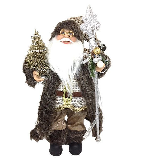Papai Noel Casaco Luxo Palha Cedro 30cm - Magizi