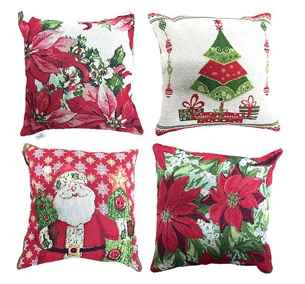 Jogo Capa de Almofada Natal Gobelin Premium 45x45cm 4 Un