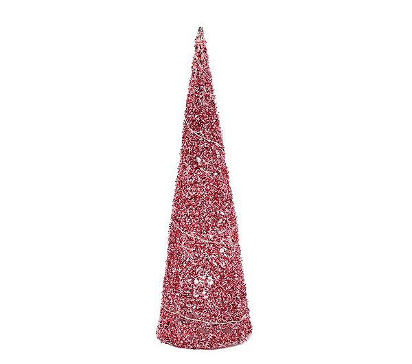 Árvore Pinheiro Cone Iluminado Rosê Luxo 10 Lâmpadas 40cm
