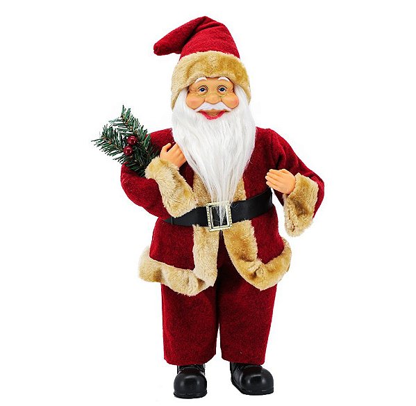 Papai Noel Luxo Barba Iluminada 40cm Vinho Premium - Magizi