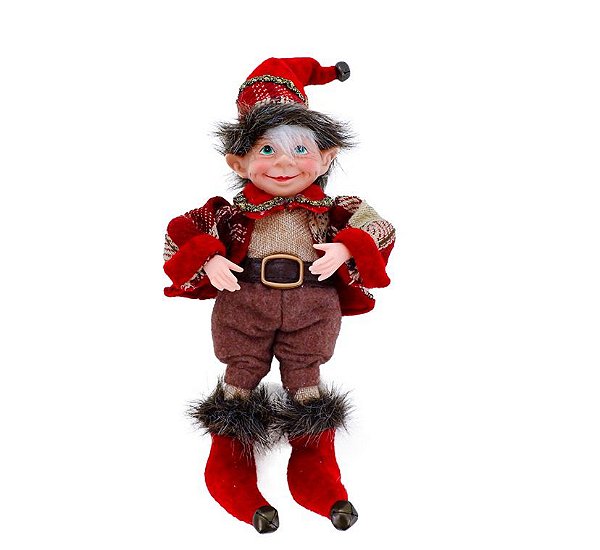 Gnomo Elfo Natal Prime Jack Xadrez e Vermelho 30cm - Magizi