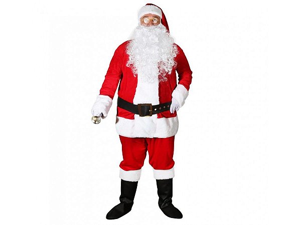 Fantasia Papai Noel Veludo Luxo 8 Peças Tam Único - Magiz - Vermelho - único