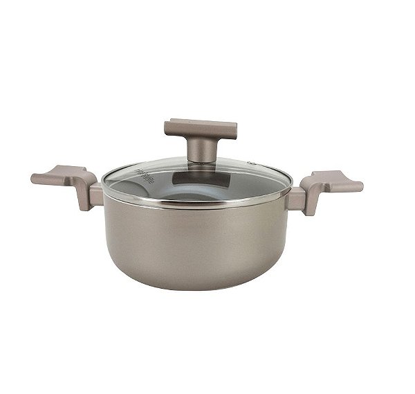 Panela Caçarola Champanhe Revestimento Cerâmica Premium 24cm - Mimo Style