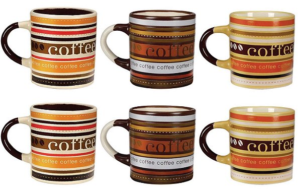 Jogo Mini Caneca Cerâmica Caboclo 110ml 6 Unidades - Yazi