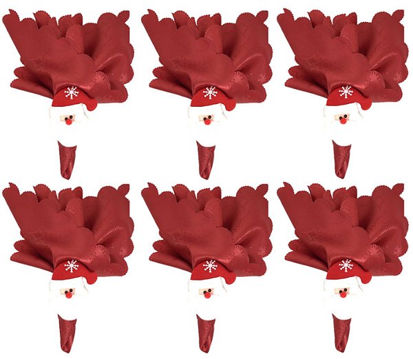 Jogo Guardanapo Natal Bico Papagaio Argola Papai Noel 6 Un