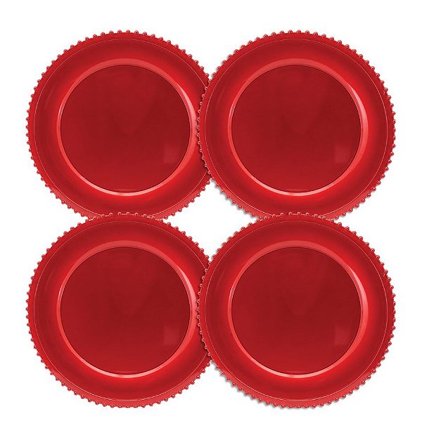 Jogo Sousplat Borda Decor Vermelho Premium 33cm 4 Peças