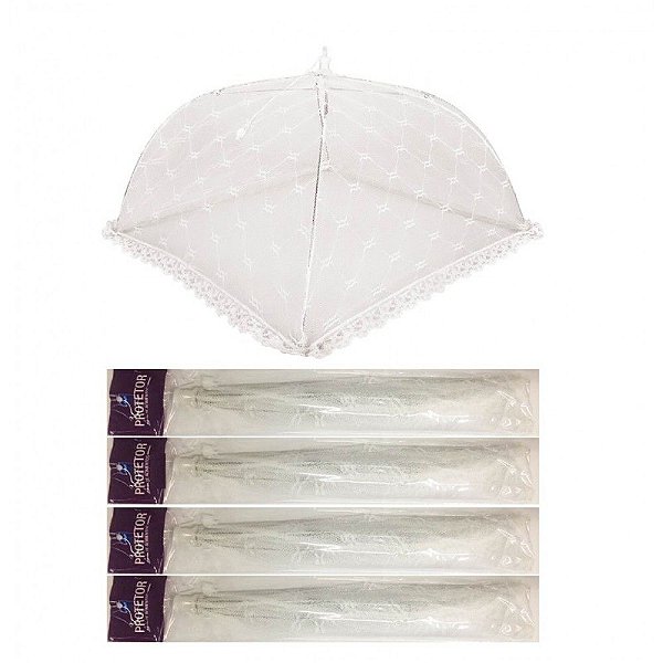 Kit 4 Protetor Tela Mosquiteiro 35cm Para Bolo E Alimentos