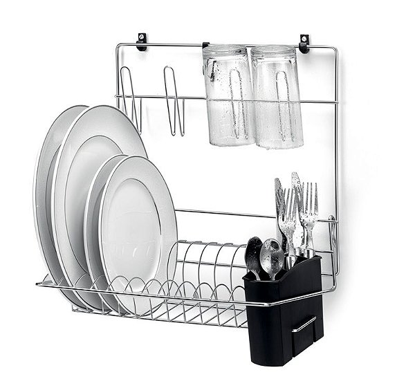 Suporte Seca Pratos, Copos e Talheres Cook Home Cromado Parede - Arthi